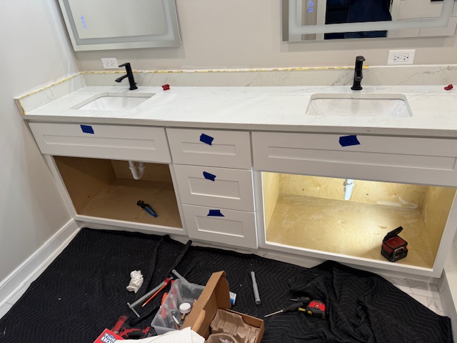 Double Vanity Sink and New Faucet Installation in St. Charles, IL
